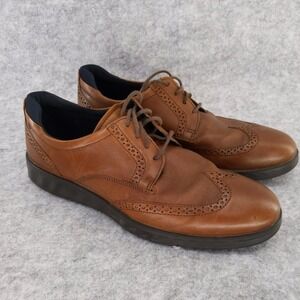 ECCO S-Lite Hybrid Oxford Men 10 Brown Leather Wingtip Brogue‎ Dress Shoes